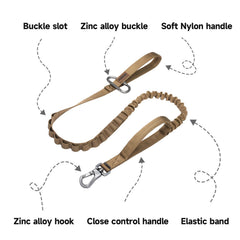Elastic leash with cushion reduces sudden tugs during walks.