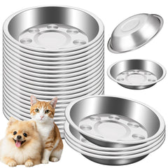 Exclaith 24-piece stainless steel cat bowls set for households with multiple pets, durable and easy to clean.