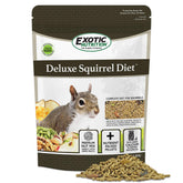 Exotic Nutrition Deluxe Squirrel Diet pack shot showing a balanced nut blend for captive squirrels