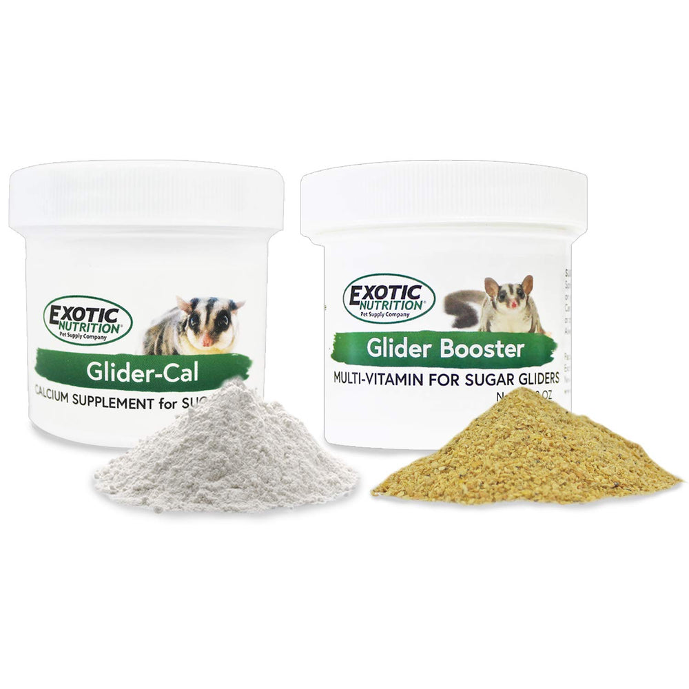 Exotic Nutrition Glider Booster bottle supports sugar glider wellness with vitamins.