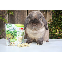 Exotic Nutrition Green Pea Flakes training reward for rabbits and guinea pigs.