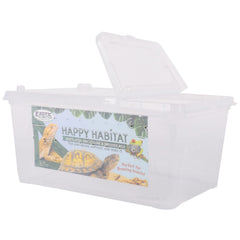 Exotic Nutrition Happy Habitat lid open showing easy access for feeding.