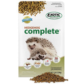 Exotic Nutrition Hedgehog Complete pellets with dried mealworms in bag for balanced nutrition.