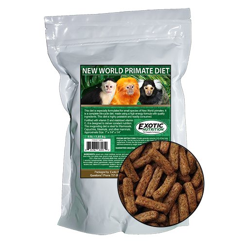Exotic Nutrition New World Primate Diet stick close-up for easy feeding and palatability.