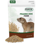 Exotic Nutrition Prairie Dog Diet pellets in bag promote balanced fiber for adults.