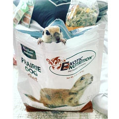 Exotic Nutrition Prairie Dog Diet open bag showing ready-to-use high-fiber pellets.