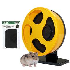 Exotic Nutrition Silent Runner Wheel 9in yellow side view showing whisper‑quiet operation.