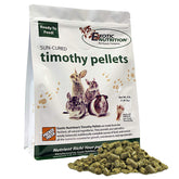 Exotic Nutrition Timothy Pellets bag front; fiber-rich rabbit diet for healthy digestion.