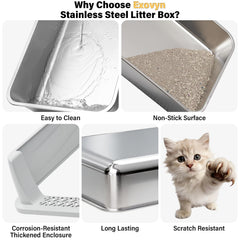 Exovyn odor-resistant steel box keeps the litter area fresh.