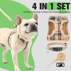 EXPAWLORER plaid harness shows adjustable chest girth for a precise fit.