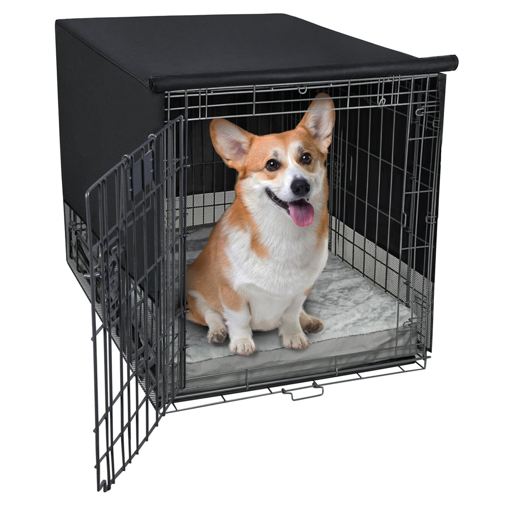 Explore Land breathable crate cover front view for 30-inch crates enhances privacy.