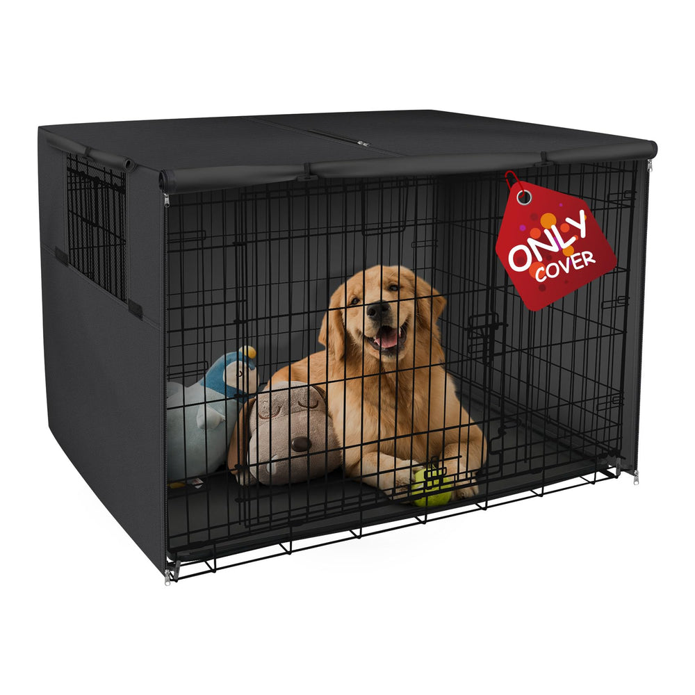 Explore Land dog crate cover in heavy-duty material shielding sun and wind