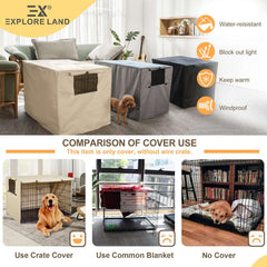 Explore Land light tan crate cover with mesh window, breathable ventilation and visibility options.