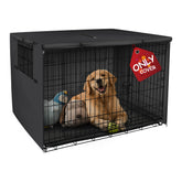 Explore Land dog crate cover in oxford fabric providing shade and wind protection