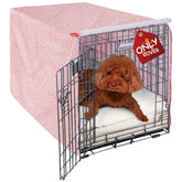 Explore Land dog crate cover on a 24-inch crate enhances room decor.