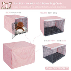 Explore Land universal-fit crate cover fits most 24-inch crates.