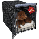 Explore Land Pattern Dog Crate Cover front view showing 42-inch fit and stylish design.