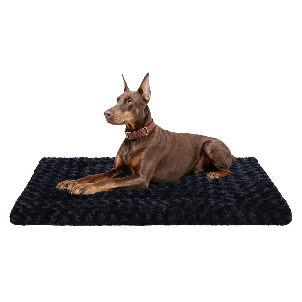 Exsnugy plush dog bed mat close-up for cozy naps and durable comfort.