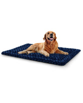 Exsnugy washable dog bed mat blue top view for a clean, cozy space.