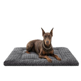Exsnugy washable dog bed mat in grey for crate comfort.