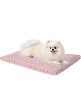 Exsnugy washable dog bed mat in pink with plush texture for cozy naps