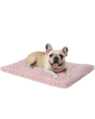 Exsnugy pink ultra-soft bed mat top view showing plush comfort for calm naps