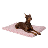 Exsnugy pink washable dog bed surface for plush comfort and easy care.
