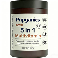 EYUTRD Pupganics soft chews bottle close-up supporting daily canine wellness.