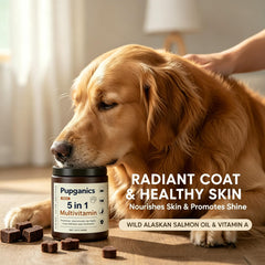 EYUTRD Pupganics chews promoting coat shine and healthy skin.