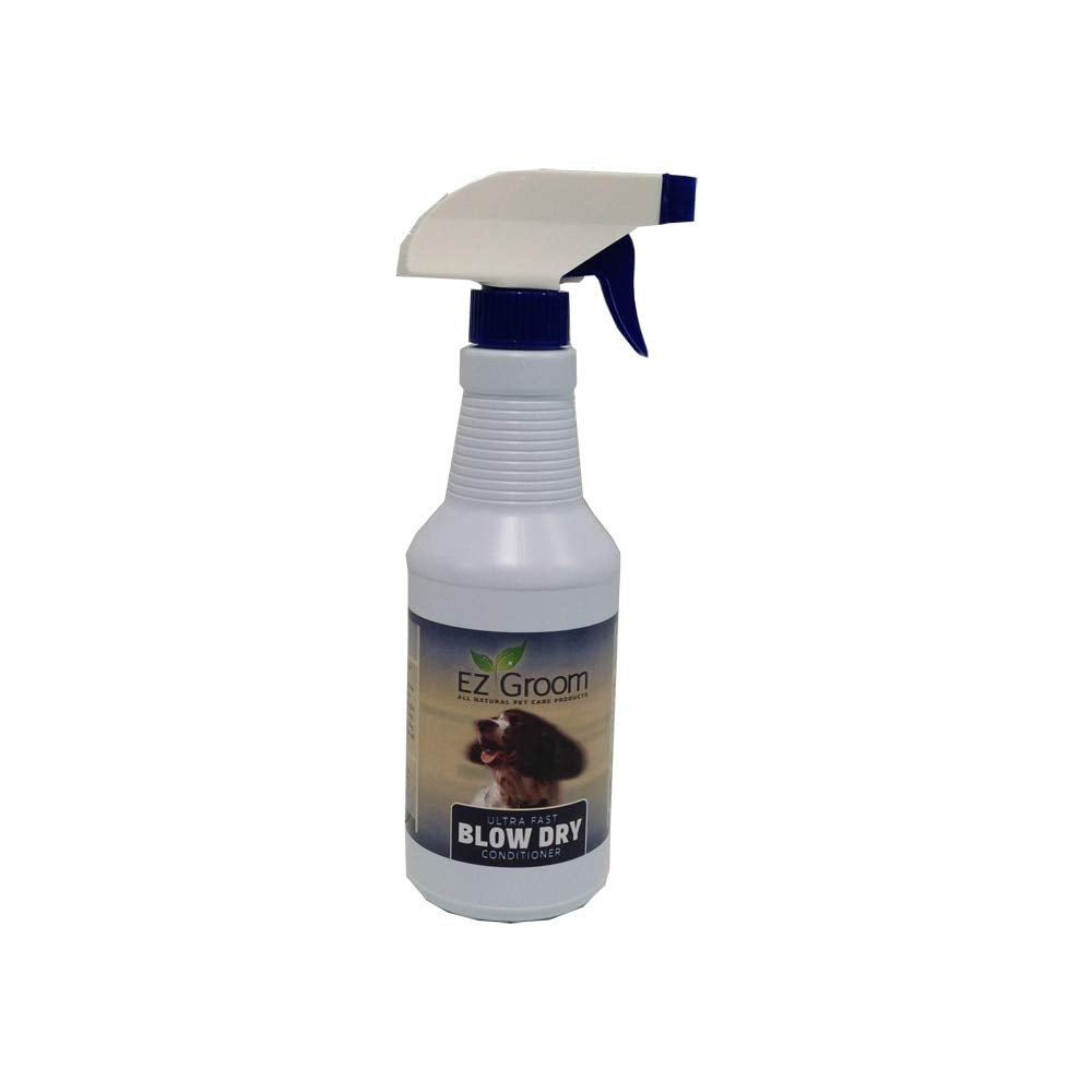 EZ-Groom Ultra Fast Blow Dry Conditioning Spray bottle for rapid grooming prep.