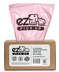 EZ PICK UP pink 1000-bag roll with dispensing box for easy cleanup