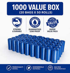 EZ PICK UP 50-roll pack with 20 bags per roll for quick cleanup.