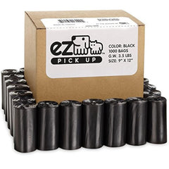 EZ PICK UP 1000-bag set with black dispenser for quick cleanup.