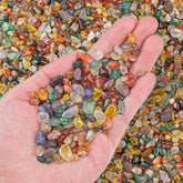 EZEELAI colorful agate chips close-up highlighting vibrant natural hues for décor.