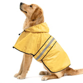 Ezierfy reflective dog rain coat in yellow, front view showing visibility and coverage.