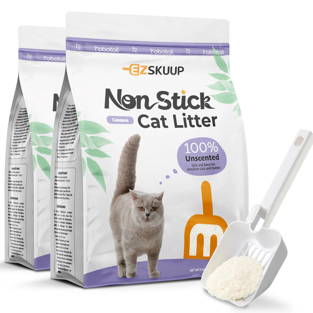 EZSKUUP non-stick bottom-scoop demonstrates effortless litter box cleaning.