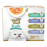 Fancy Feast Broth Complement pouch over view showing real ingredients for appetizing flavor.