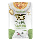 Fancy Feast Broths Classic chicken and vegetables pouch, rich hydration and flavor for meals.