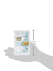Fancy Feast Broths Classic real chicken and vegetables visible in the pouch.