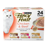 Fancy Feast grain free chicken and beef pate variety pack, 24 cans for easy meals