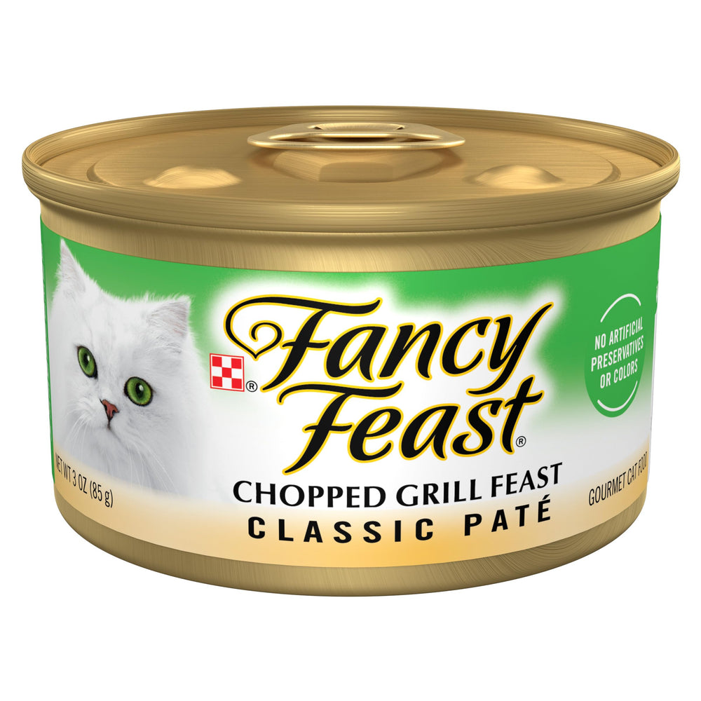 Fancy Feast Chopped Grill Feast Pate can pack 24 for convenient daily servings