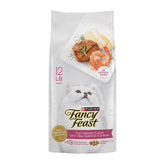 Fancy Feast Filet Mignon seafood shrimp kibble close-up highlighting crunchy texture