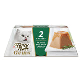 Fancy Feast Gems mousse with chicken and gravy pour enhances mealtime with savory texture.