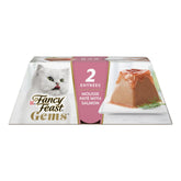 Fancy Feast Gems Mousse Salmon Hero shows lush texture with real salmon for gourmet meals.