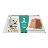 Fancy Feast Gems Mousse Tuna with gravy halo on top, enticing for picky cats.