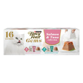 Fancy Feast Gems Salmon Pate Mousse with Savory Gravy enhances texture and aroma.