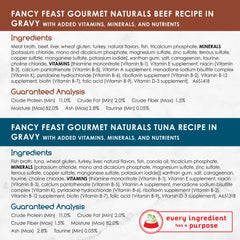 Fancy Feast Gourmet Naturals Gravy Salmon Recipe image: Alaskan seafood in gravy for variety.