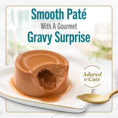 Gravy center delivers savory moisture in Fancy Feast tuna pate.