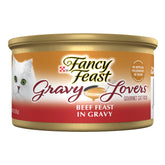 Fancy Feast Gravy Lovers Beef bites in gravy offer moisture and aroma for cats.