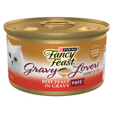 Fancy Feast Gravy Lovers beef-feast-pate in gravy can 24-pack, protein-rich dinner option